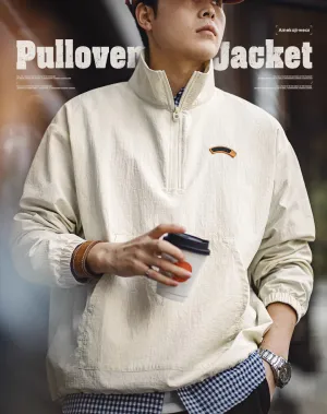 American Retro Workwear Half-Zip Sports Pullover Men's Sweater