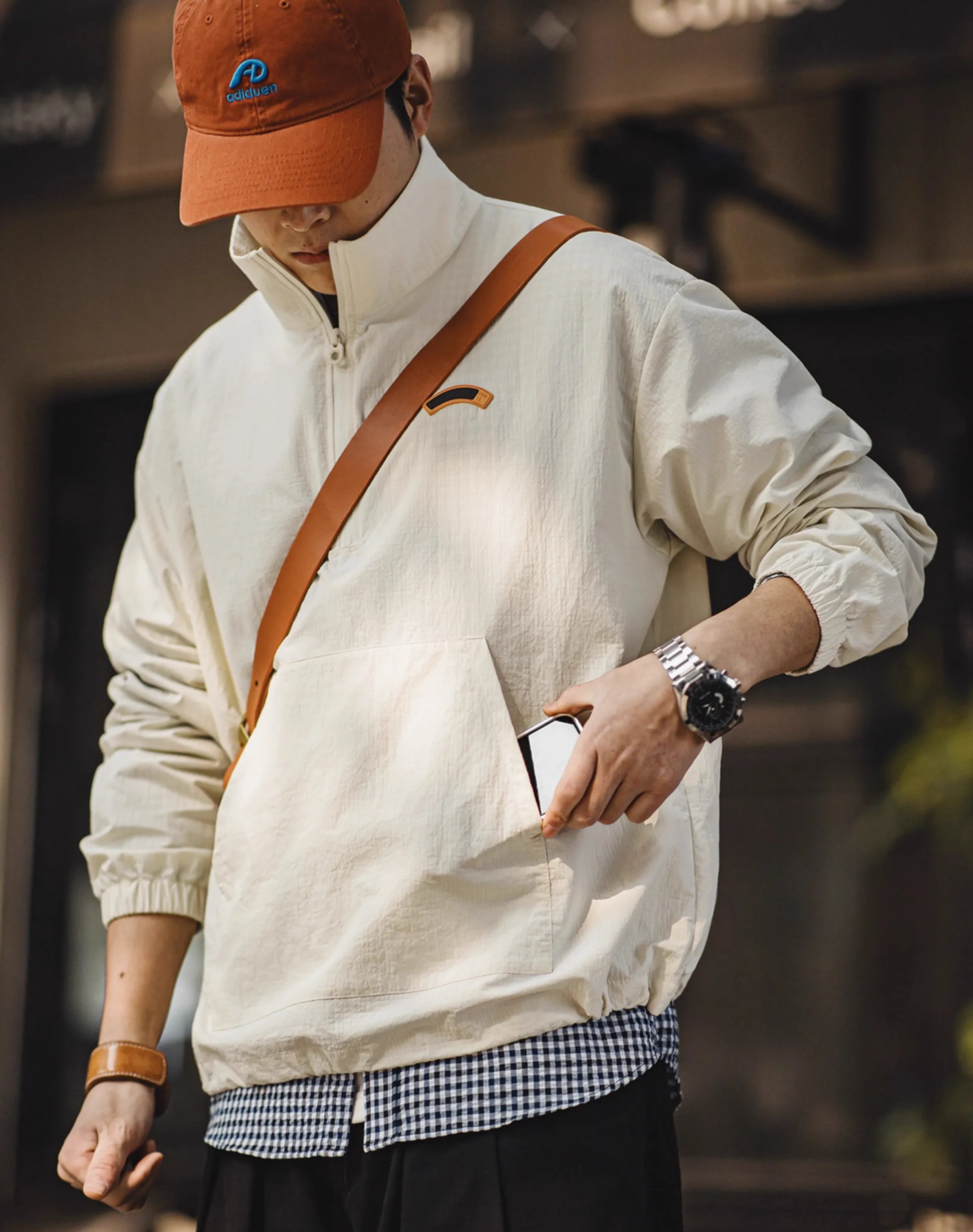 American Retro Workwear Half-Zip Sports Pullover Men's Sweater