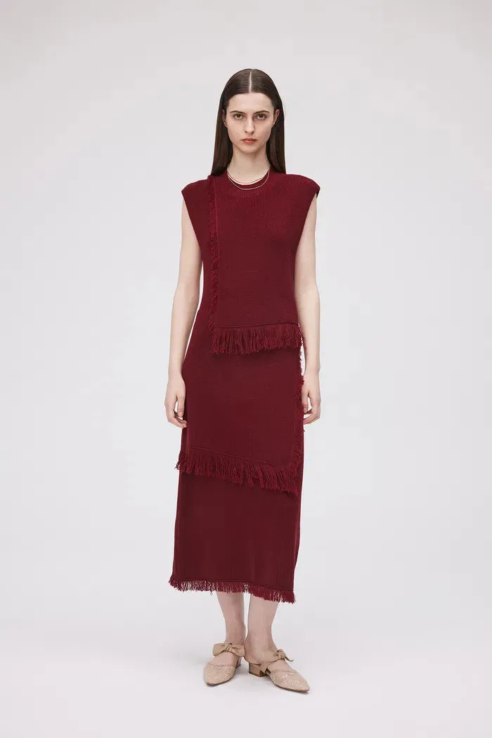 Annie Fringe Sleeveless Dress in Wool Knit