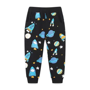 Baby Boy Planet Print Pattern Comfortable Cotton Trousers