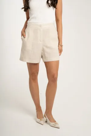 Becca Linen Mix Shorts In Neutral