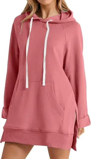 Black the Friday deals Cybermonday Deals Hoodie Dress for Women 2024 Plus Size Casual Long Sleeve Sweatshirt Soft Comfy Oversized Sweater Fashion Fall Winter Warmy Pullover Tops with Pockets