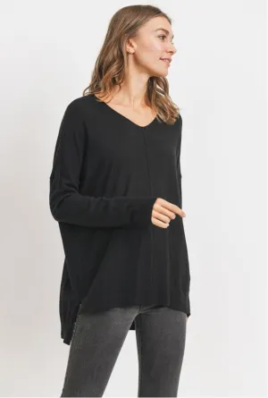 Black V Neck Tunic Sweater