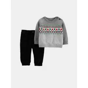 Carter's Infant Boys 2-Piece Sweater with Corduroy Pant Set Grey/Black 1M016310