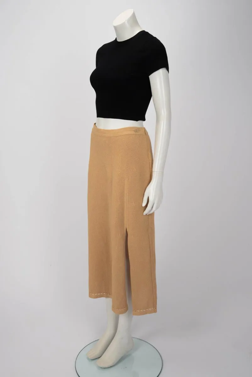 Chanel Natural Knitted CC Midi Skirt FR 42