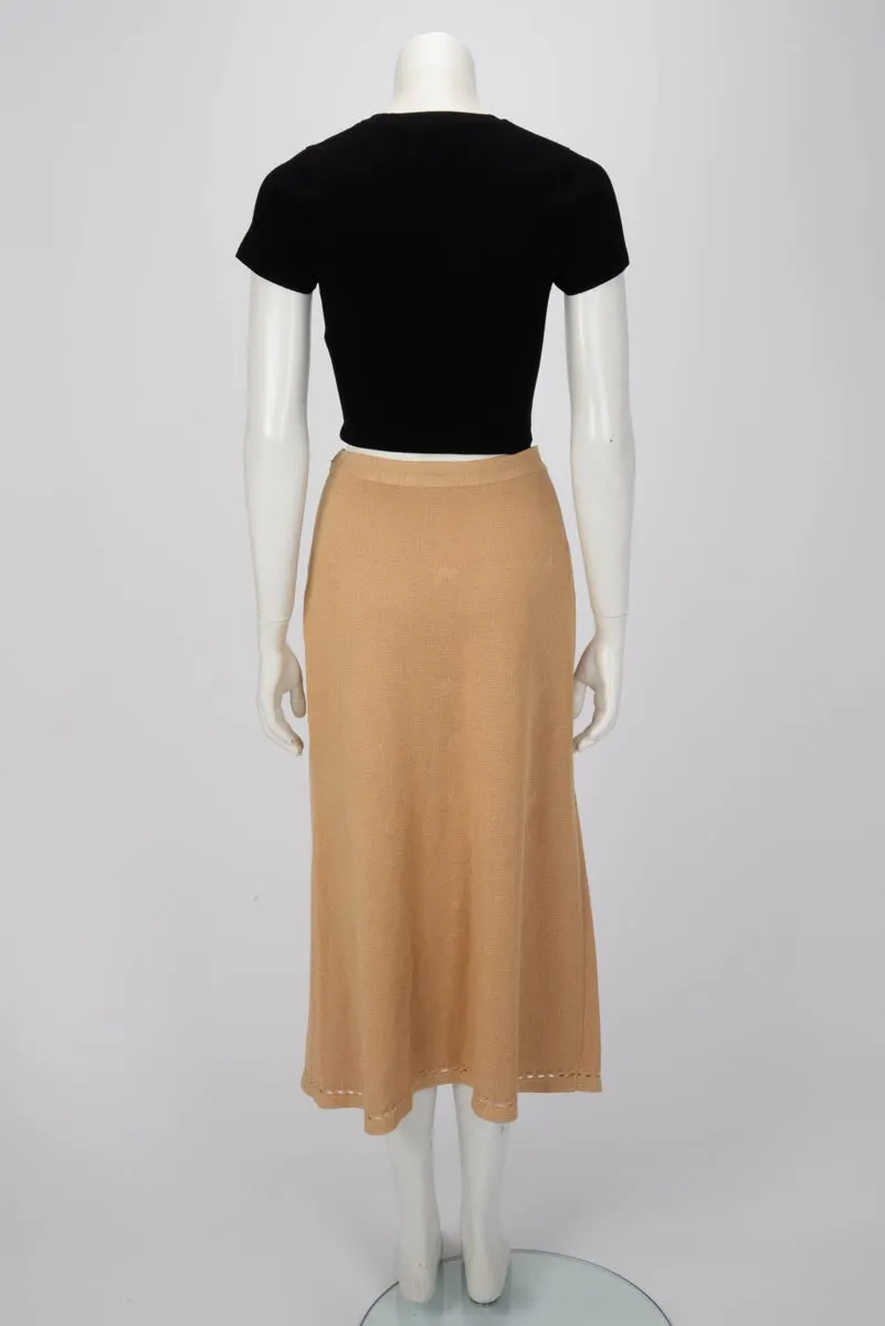 Chanel Natural Knitted CC Midi Skirt FR 42