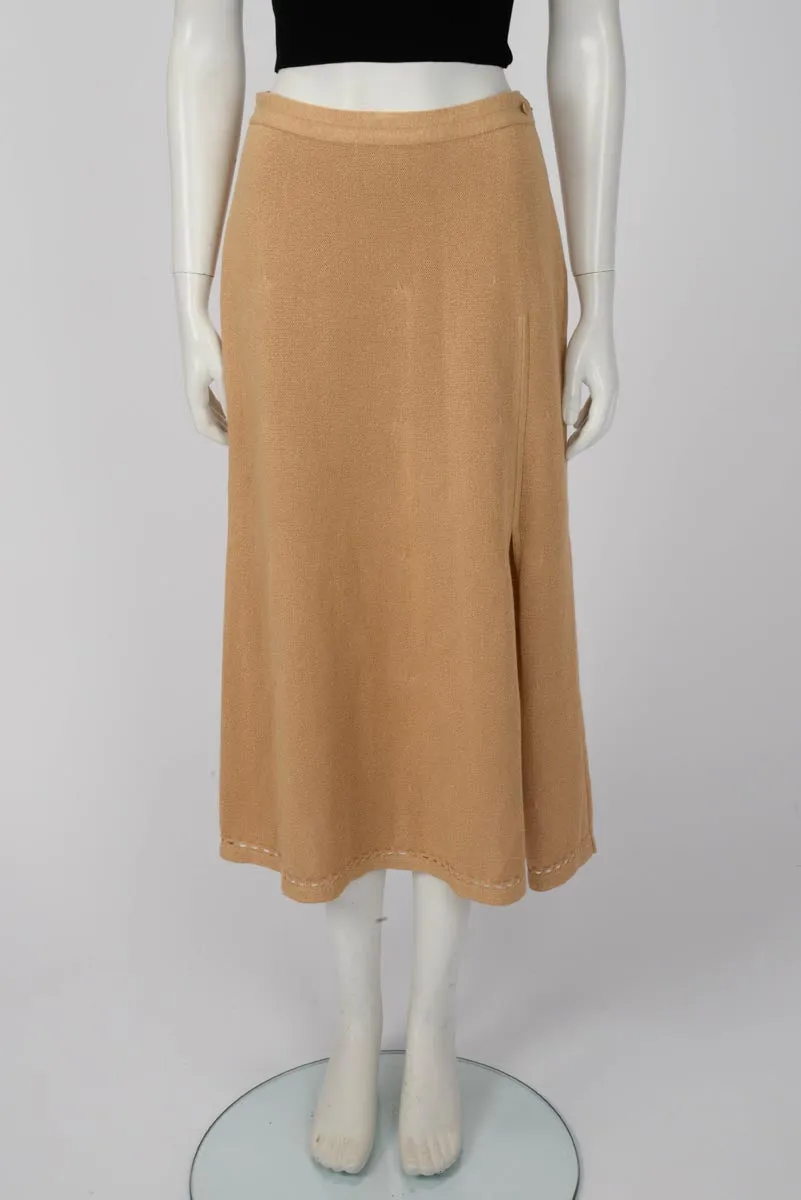 Chanel Natural Knitted CC Midi Skirt FR 42