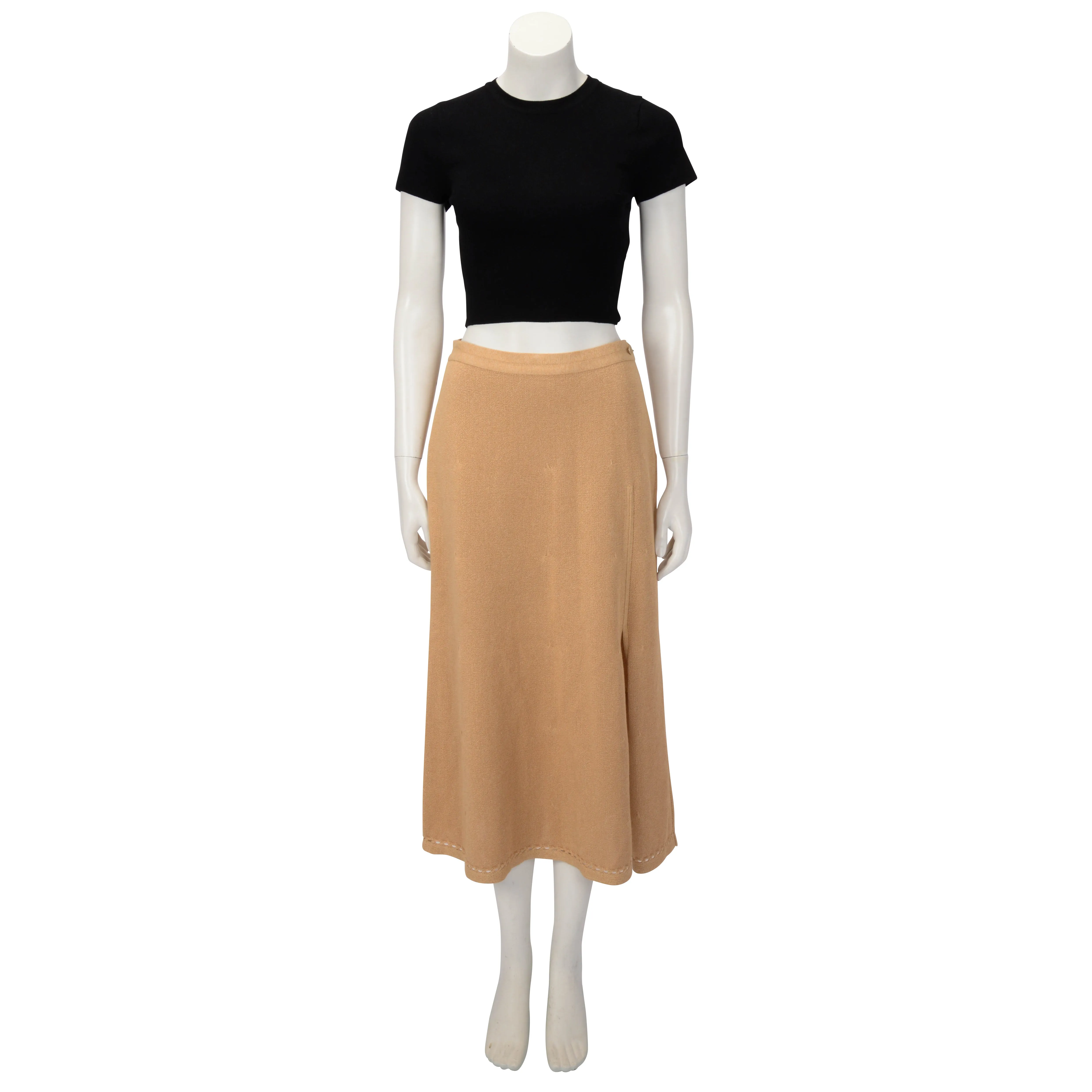 Chanel Natural Knitted CC Midi Skirt FR 42