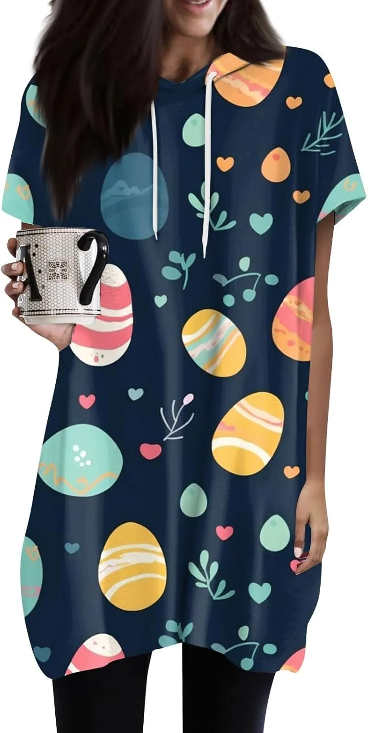 ChicCrate Women's Summer Oversized Hoodies Pullover Short Sleeve Solid Color Soft Loose Casual Shirt Tops with Pockets