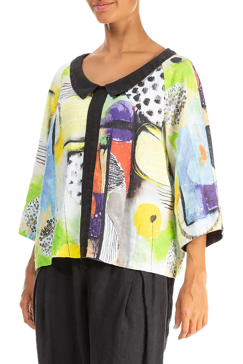 Collar Neck Artmaze Linen Blouse