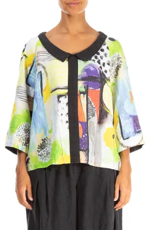 Collar Neck Artmaze Linen Blouse