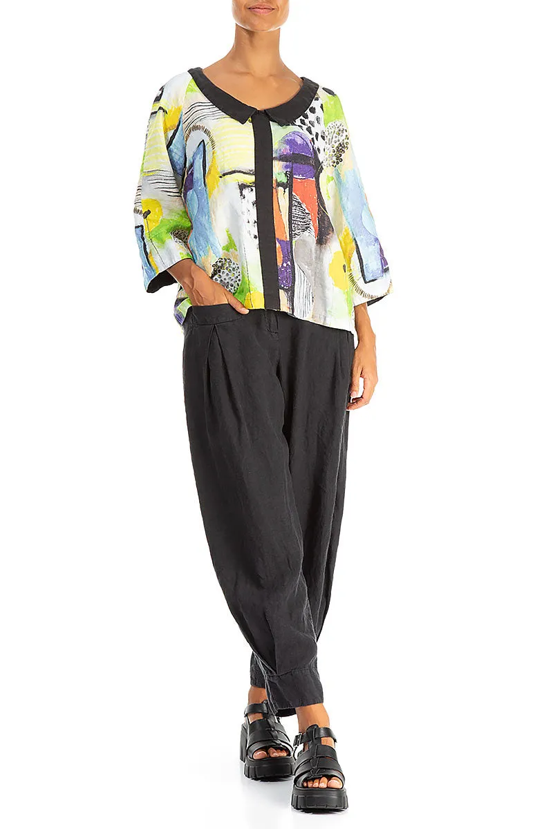 Collar Neck Artmaze Linen Blouse