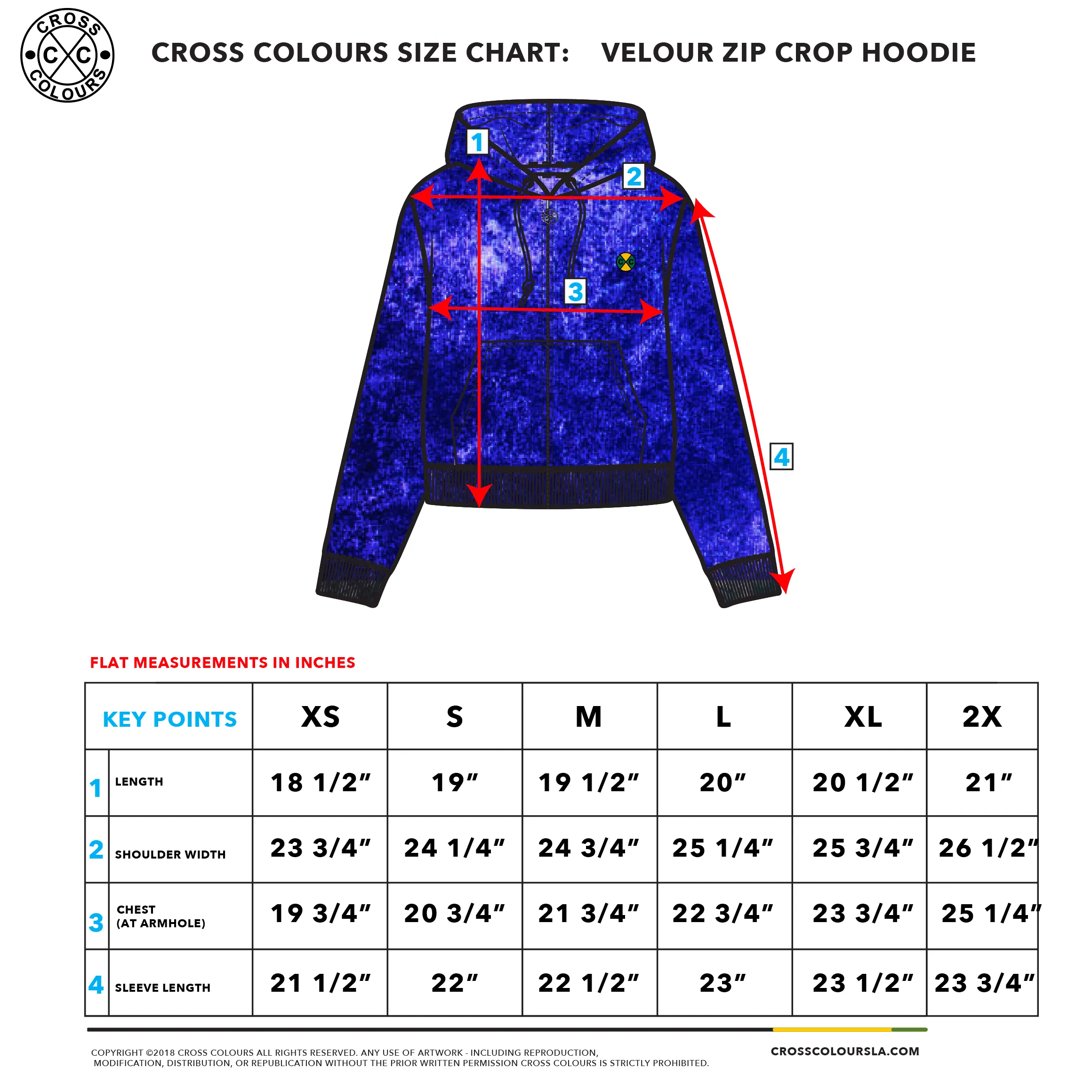 Cross Colours Mineral Wash Velour Crop Zip Hoodie - Mineral Navy