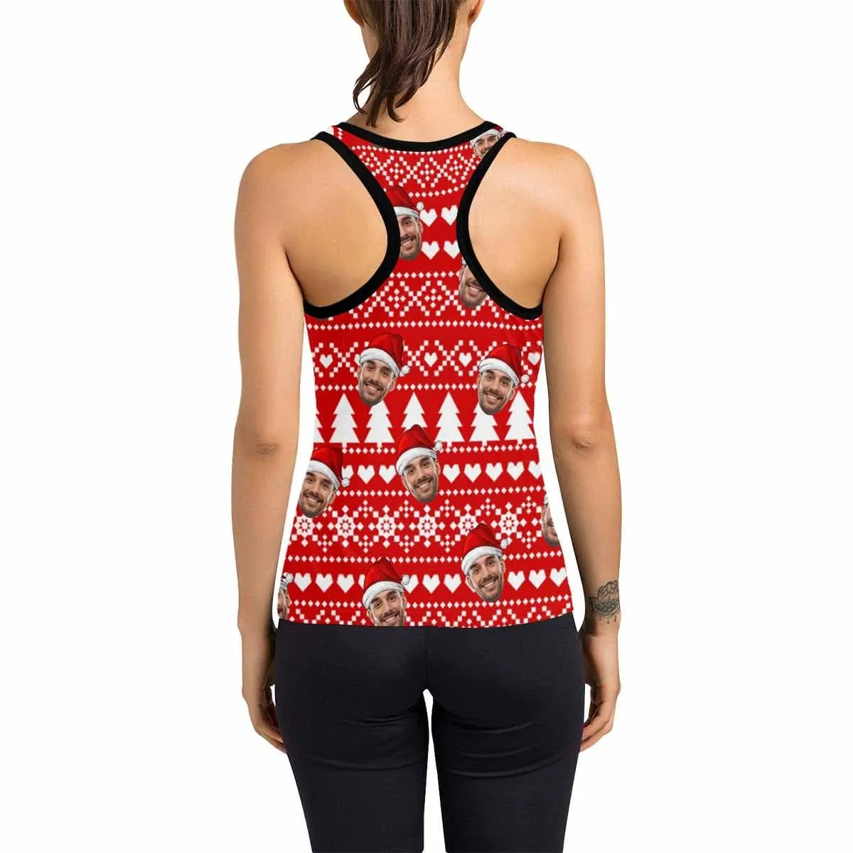 Custom Face Tops Personalized Christmas Women's Racerback Yoga Tank Top