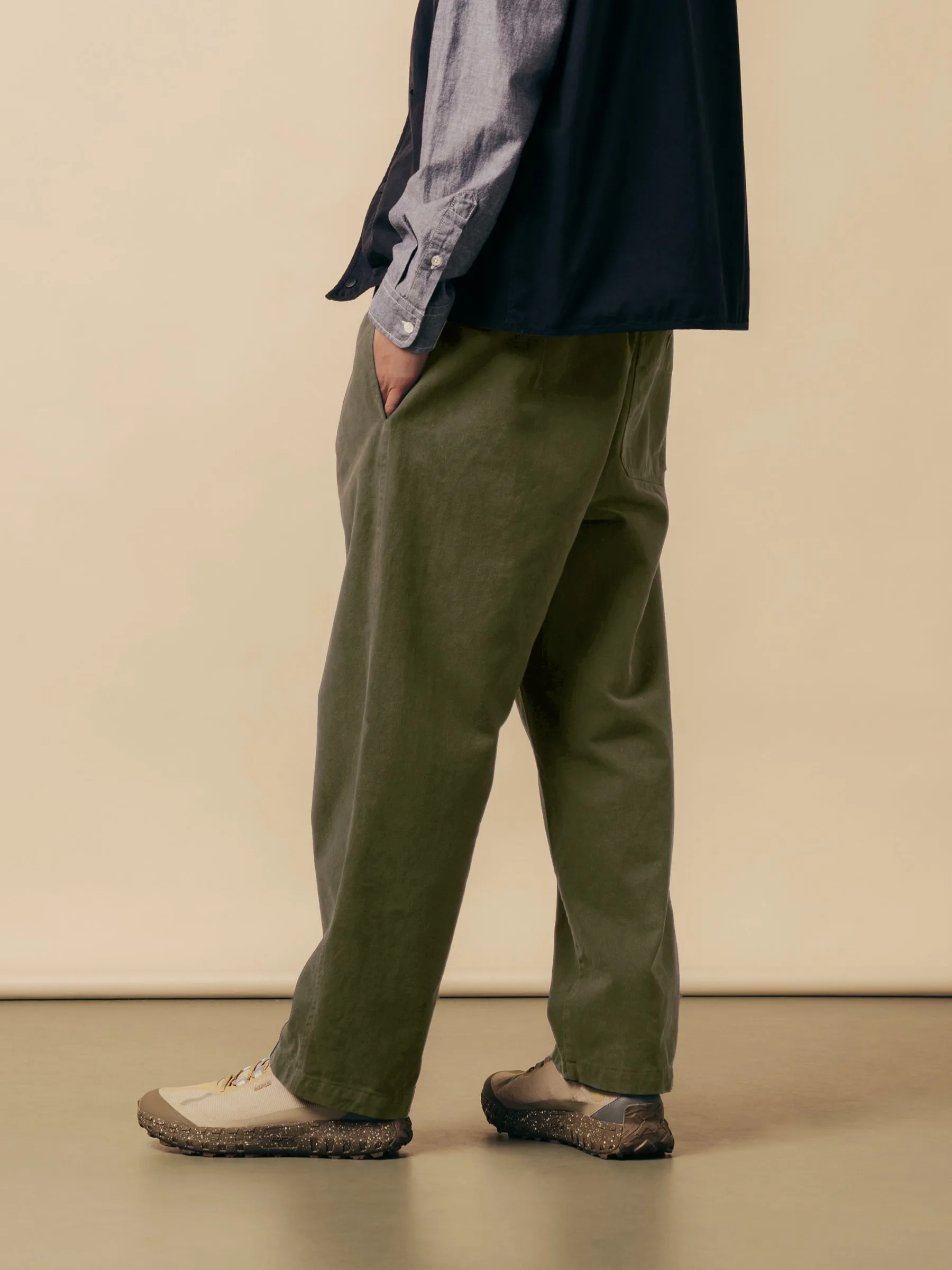 Doune Pant In Olive Cotton Twill