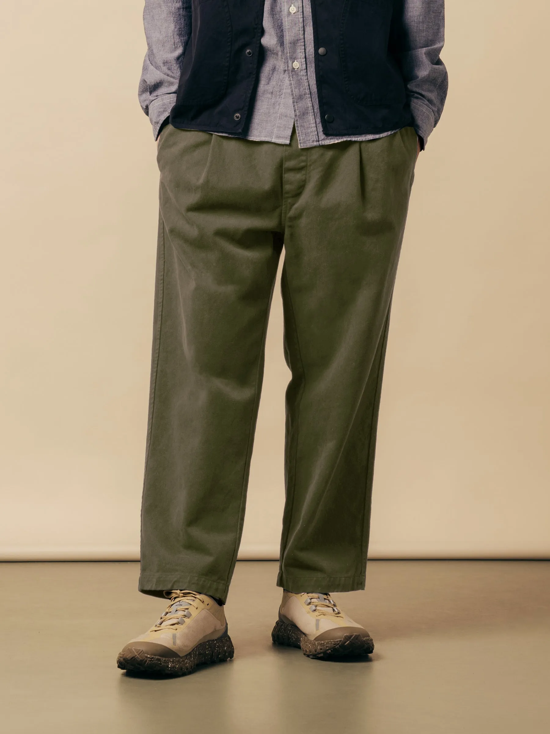 Doune Pant In Olive Cotton Twill
