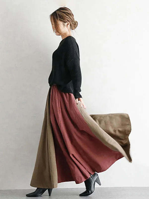Elegant Split-Joint Color Skirt
