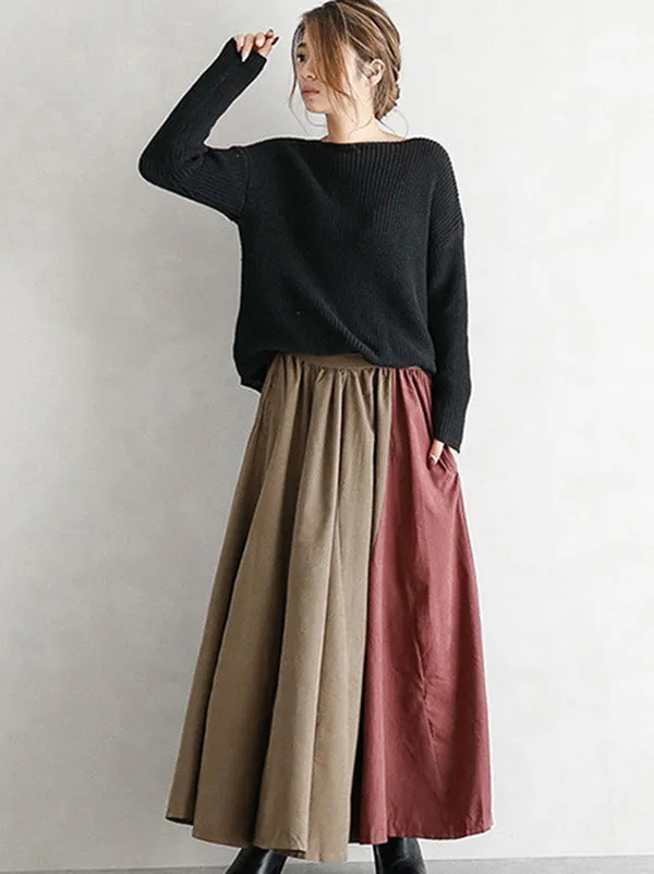 Elegant Split-Joint Color Skirt
