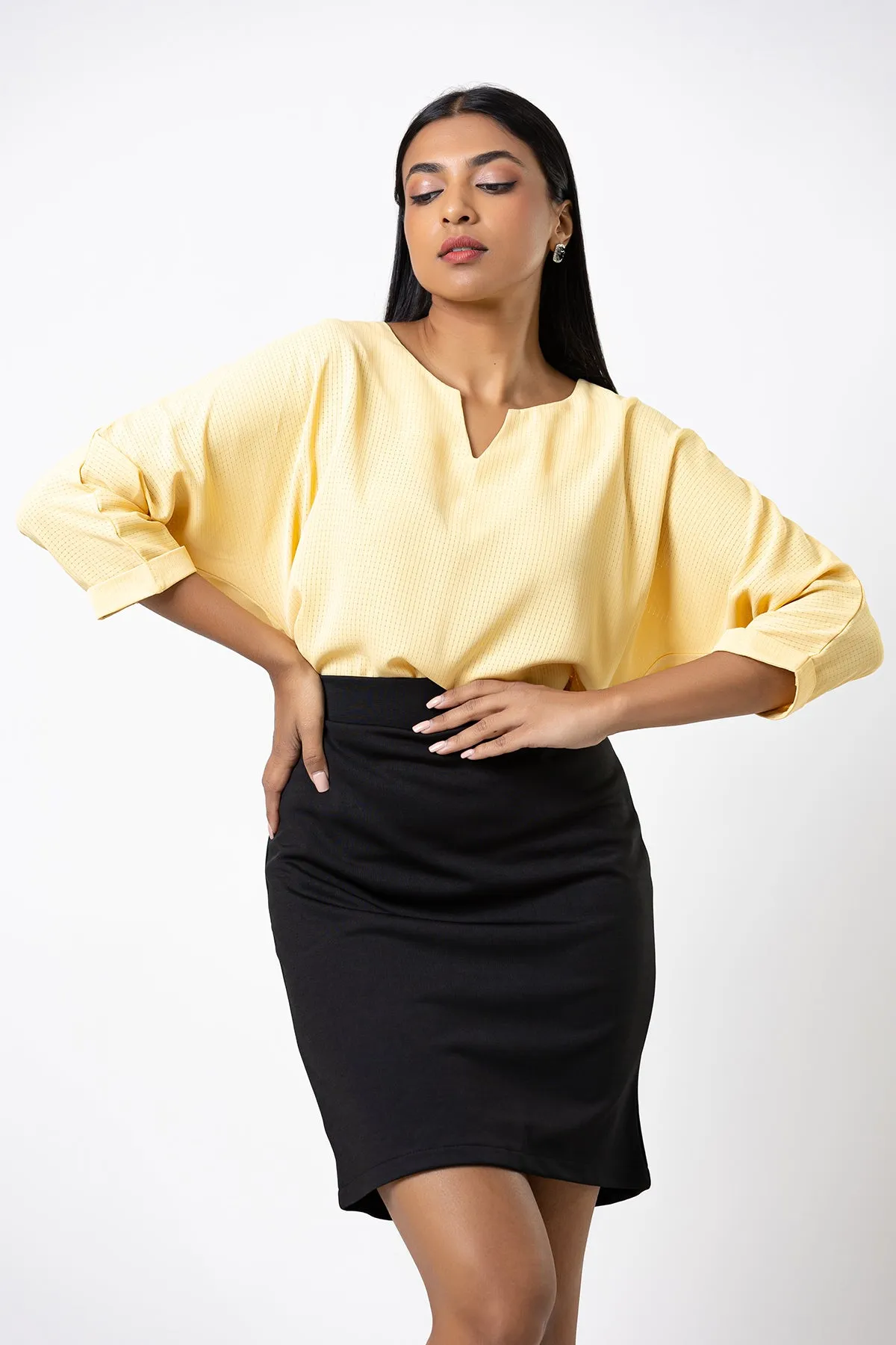 Envogue Women's With Back Slit Plain Office Mini Skirt