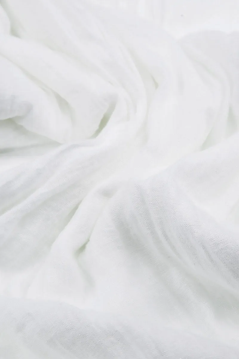 Frill White Gauze Linen Blouse