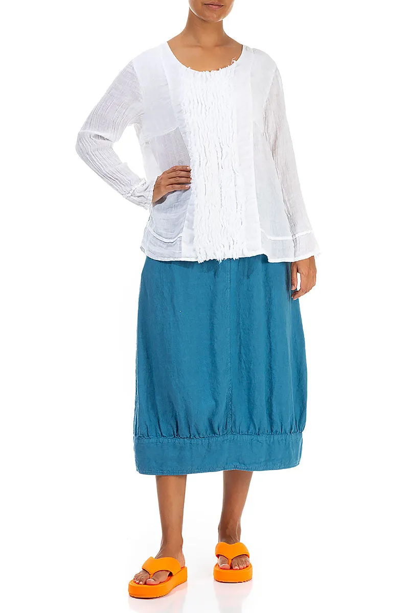 Frill White Gauze Linen Blouse