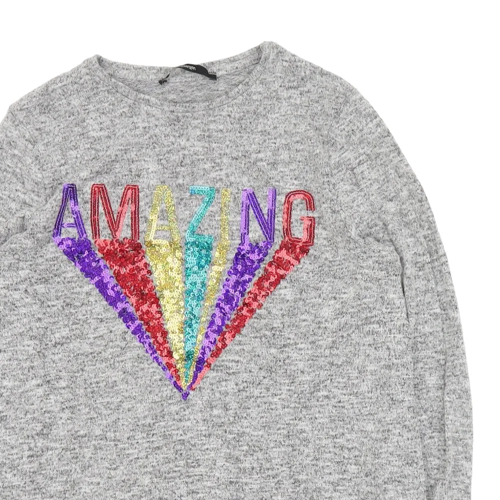 George Grey Marl AMAZING Sequin Thin Knit Jumper - Girls 12-13yrs