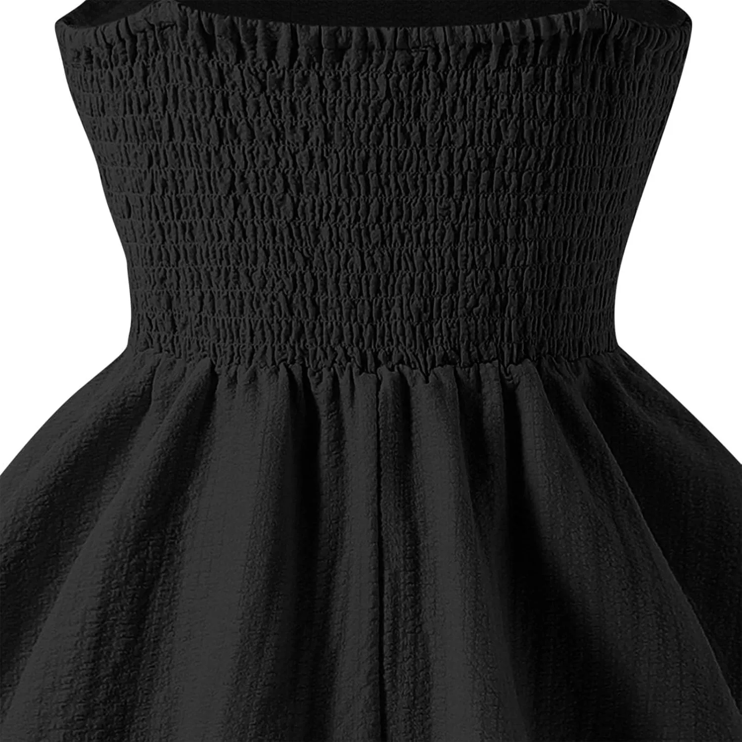 Girls Smocked Ruched A Line Swing Dress Layered Tie Shoulder Flowy Cami Dress Summer Beach Sleeveless Boho Sundress