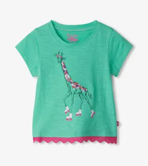 Green Giraffe Eyelet Trim T-Shirt