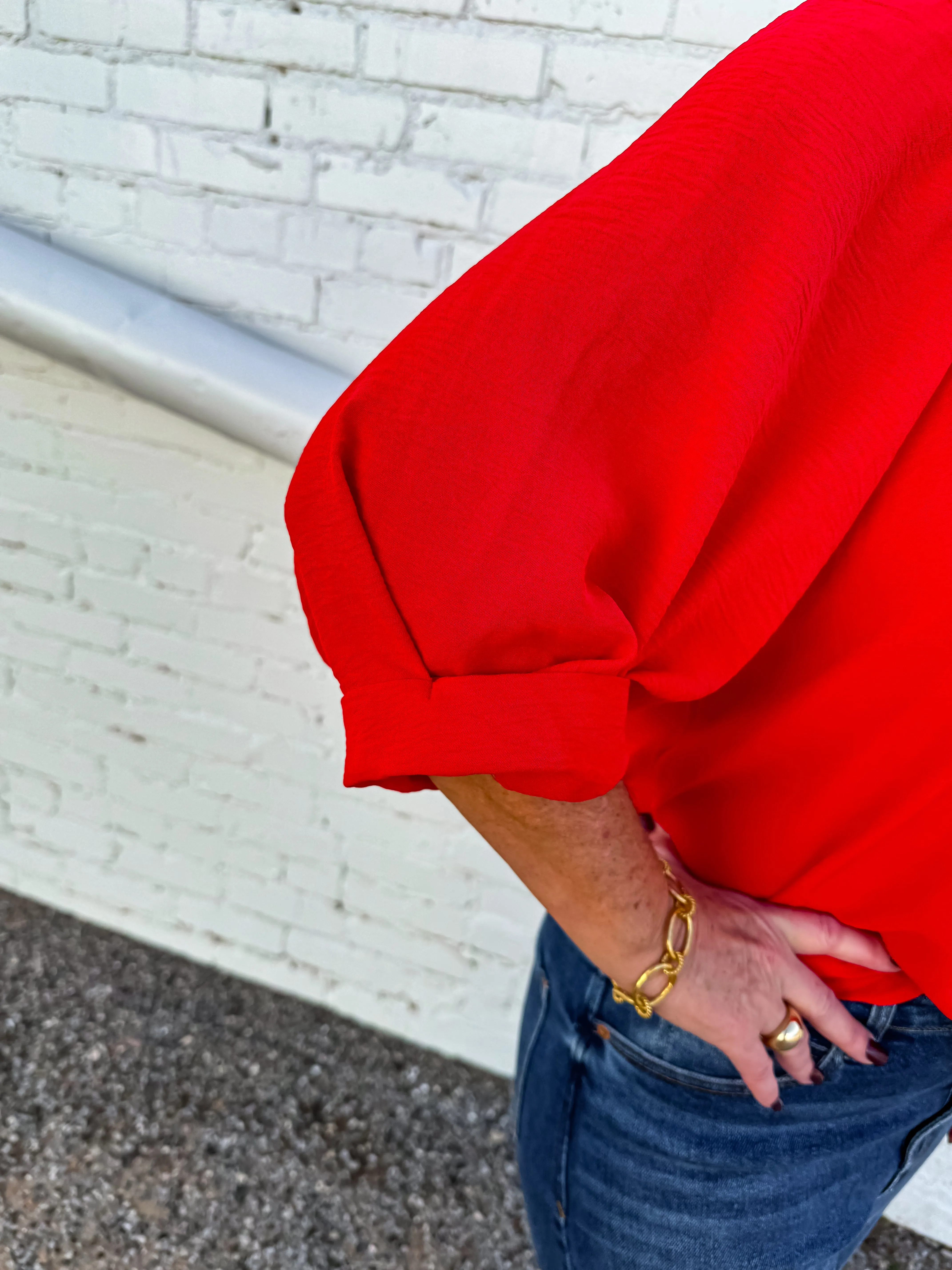 Ivy Jane: 3/4 Sleeve Basic Top in Red