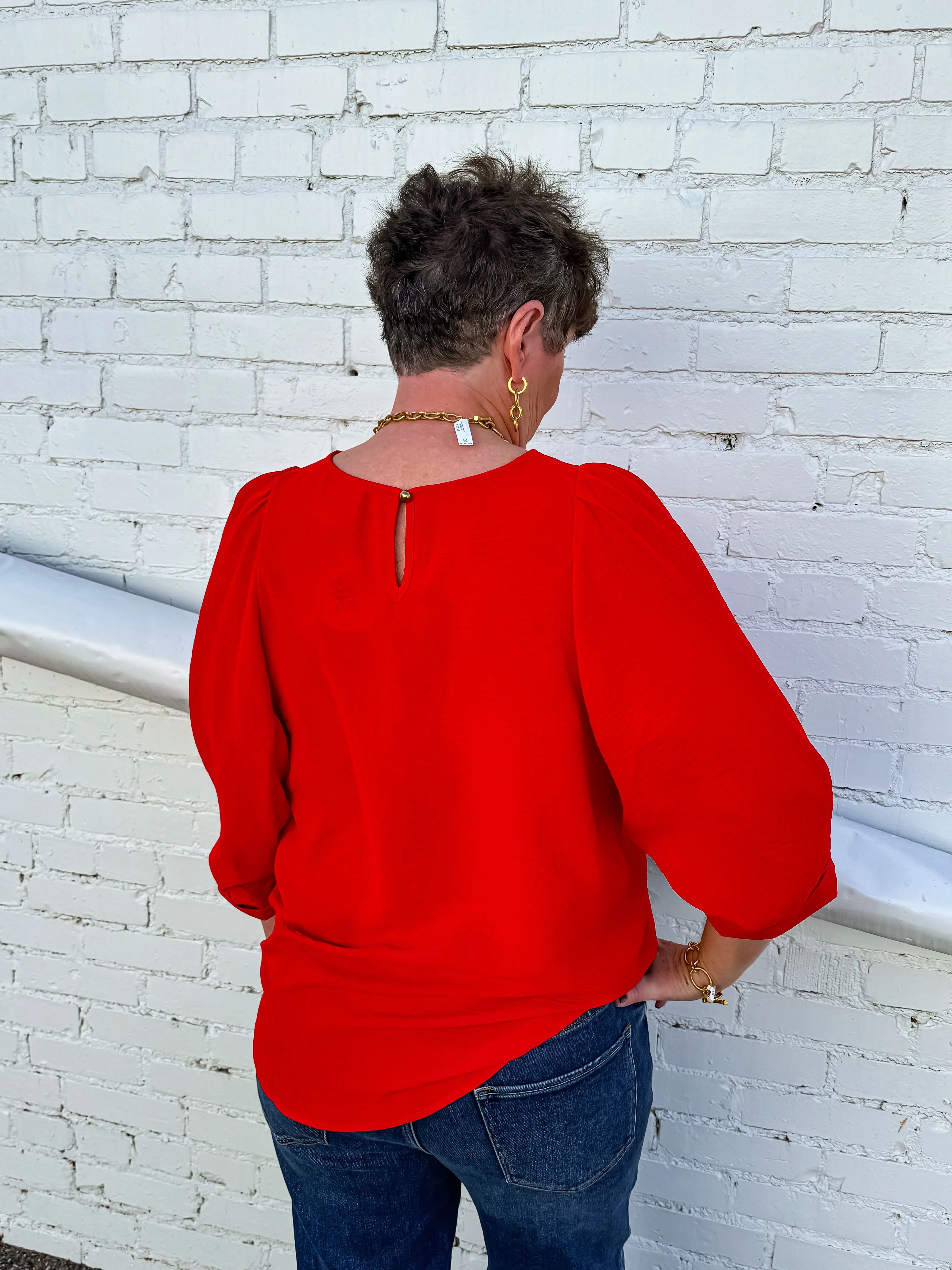 Ivy Jane: 3/4 Sleeve Basic Top in Red