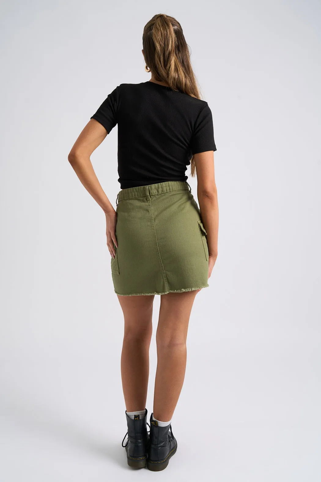 Khaki Cara Cargo Mini Skirt