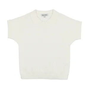 Kin   Kin White Knit Polo Sweater