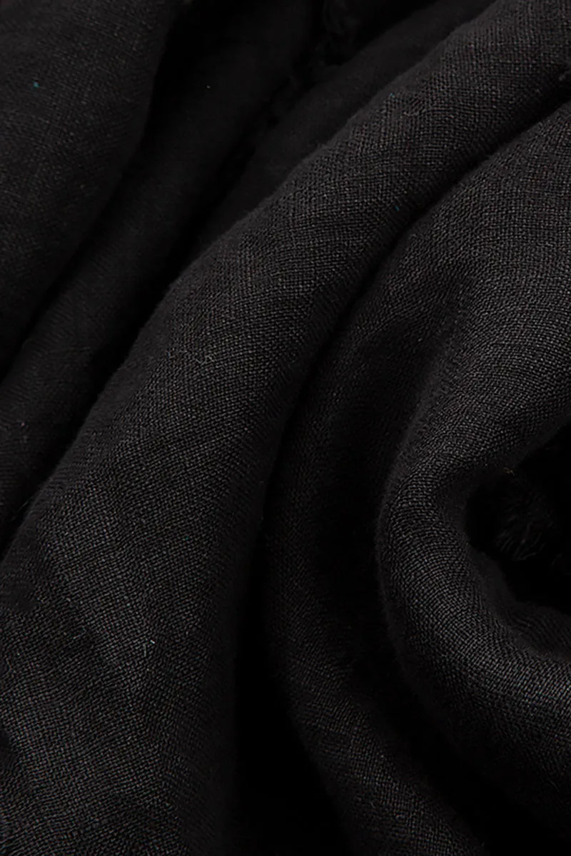 Layered Black Gauze Linen Blouse