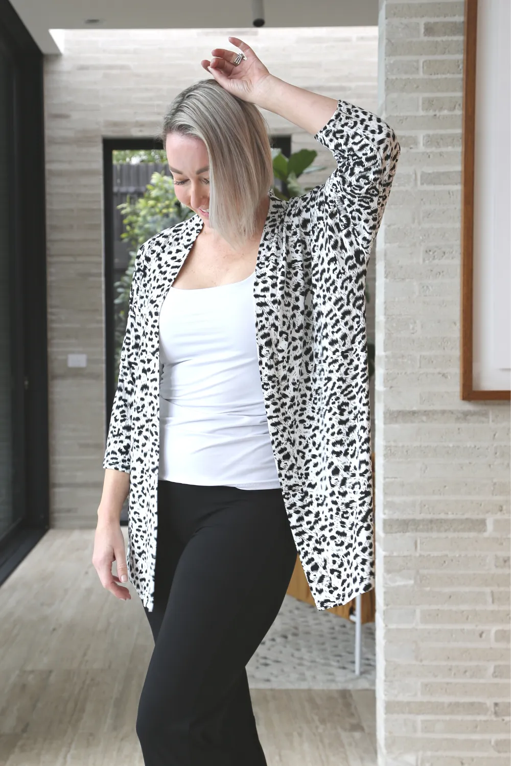 LEONIE Snow Leopard Bamboo Cardigan