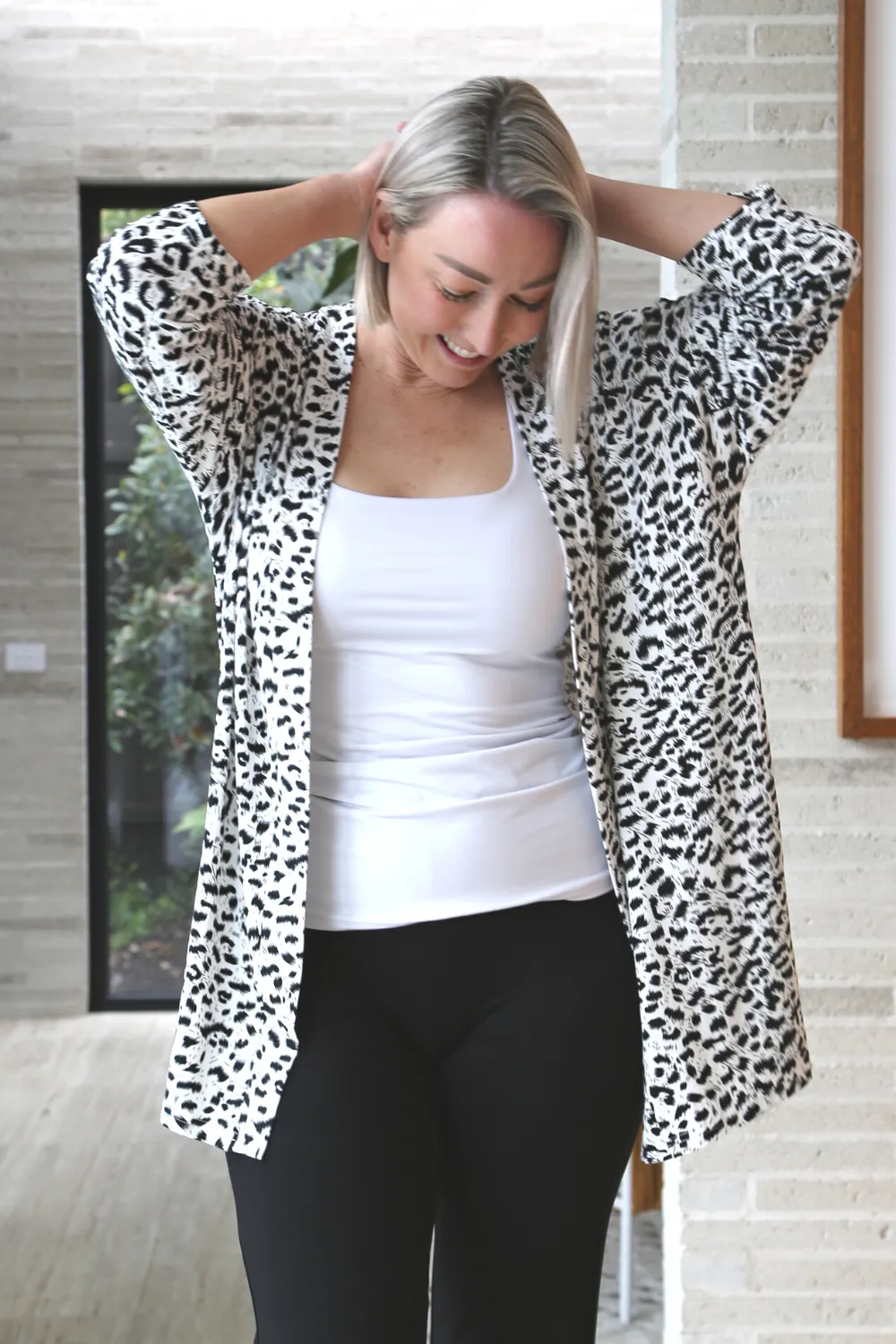 LEONIE Snow Leopard Bamboo Cardigan