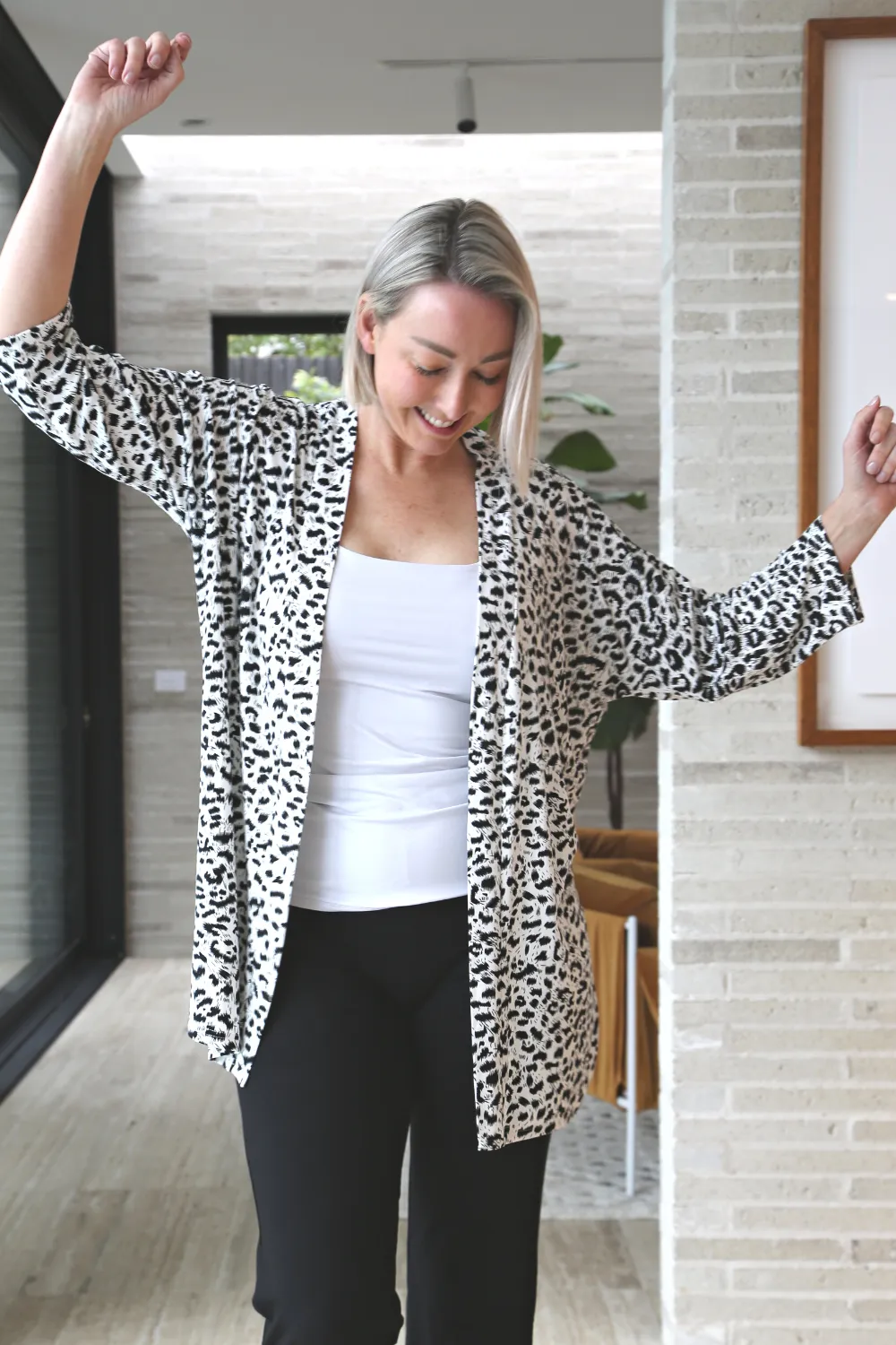 LEONIE Snow Leopard Bamboo Cardigan