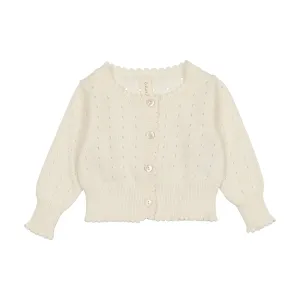 Lilette By Lil Legs Dotted Open Knit Cardigan Cream