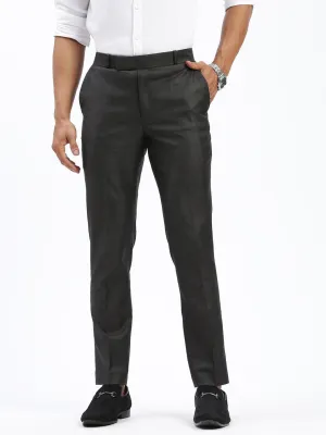 Men Charcoal Comfort Cotton Slim Fit Low-Rise Trousers