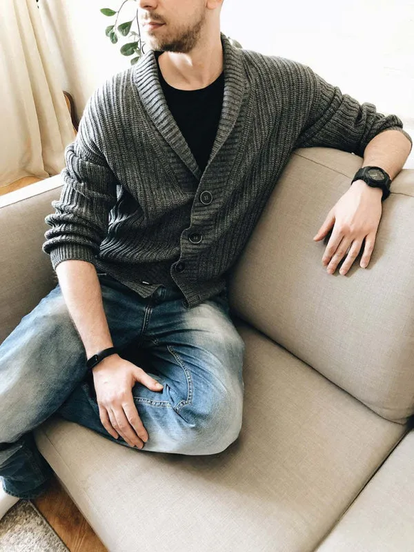 Men's Solid Color Single Breasted Casual Knit Cardigan