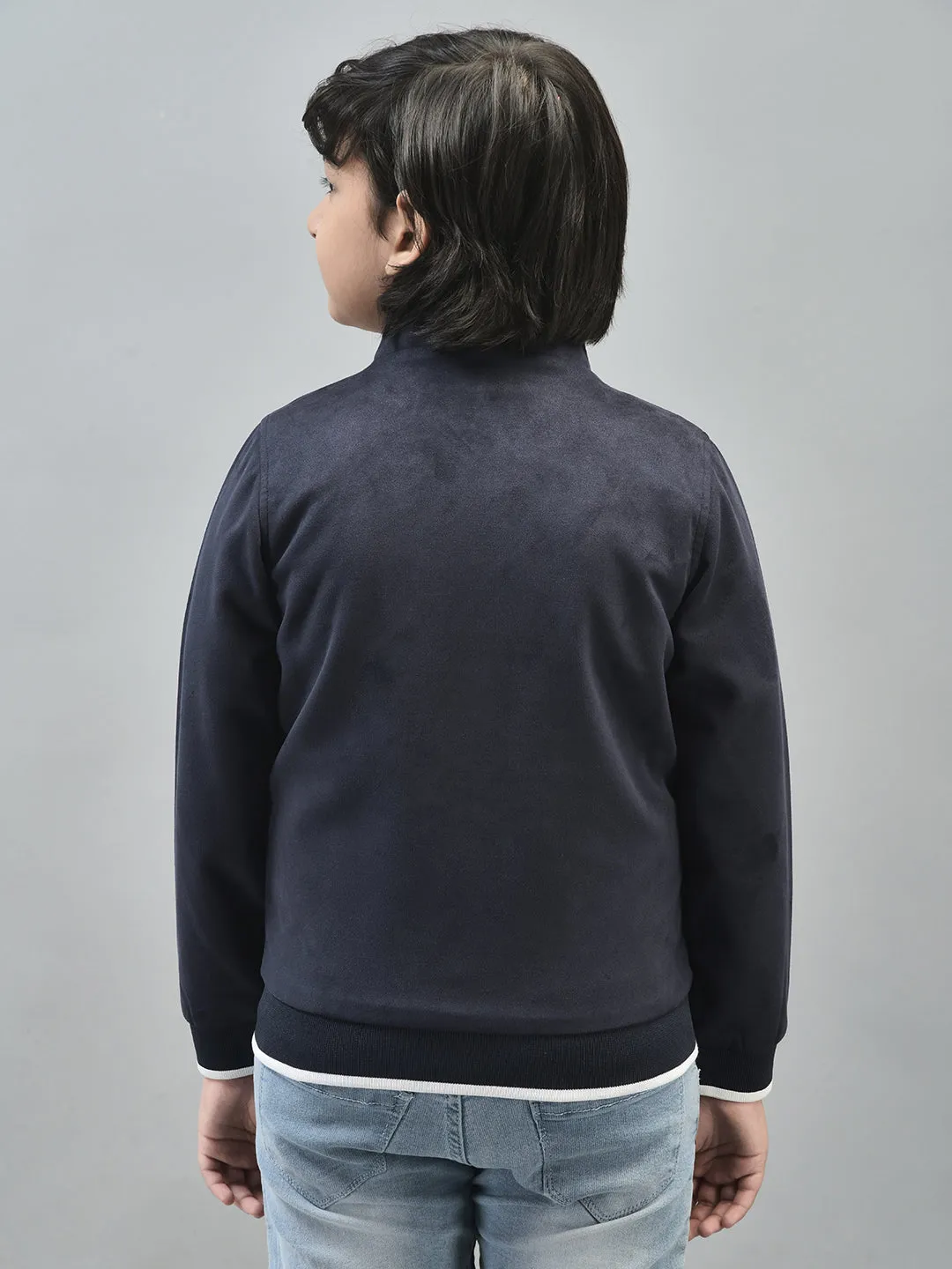 Navy Blue Suede Reversible Jacket