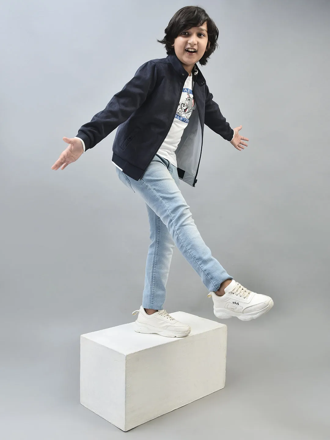 Navy Blue Suede Reversible Jacket