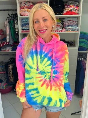 Neon Rainbow Tie-Dye Hoodie