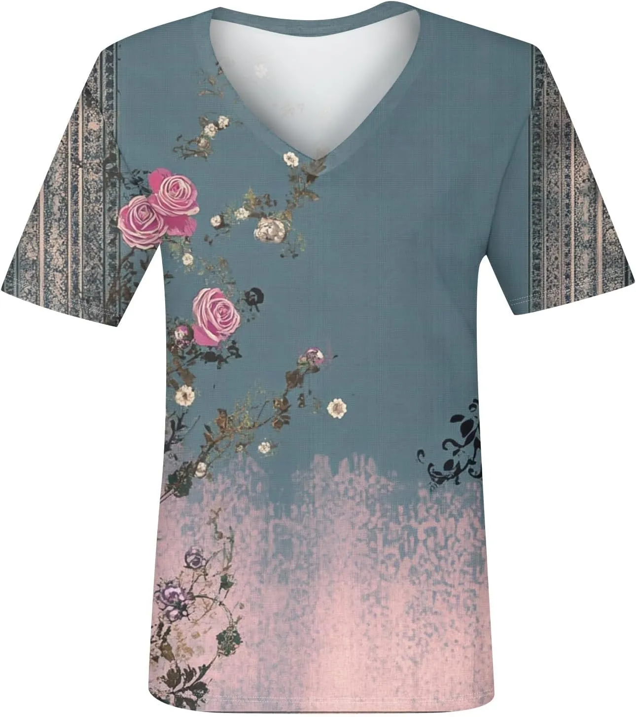 Oversized Tshirts for Women V Neck Summer Tops Short Sleeve Plus Size Casual Blouse Dressy Tee