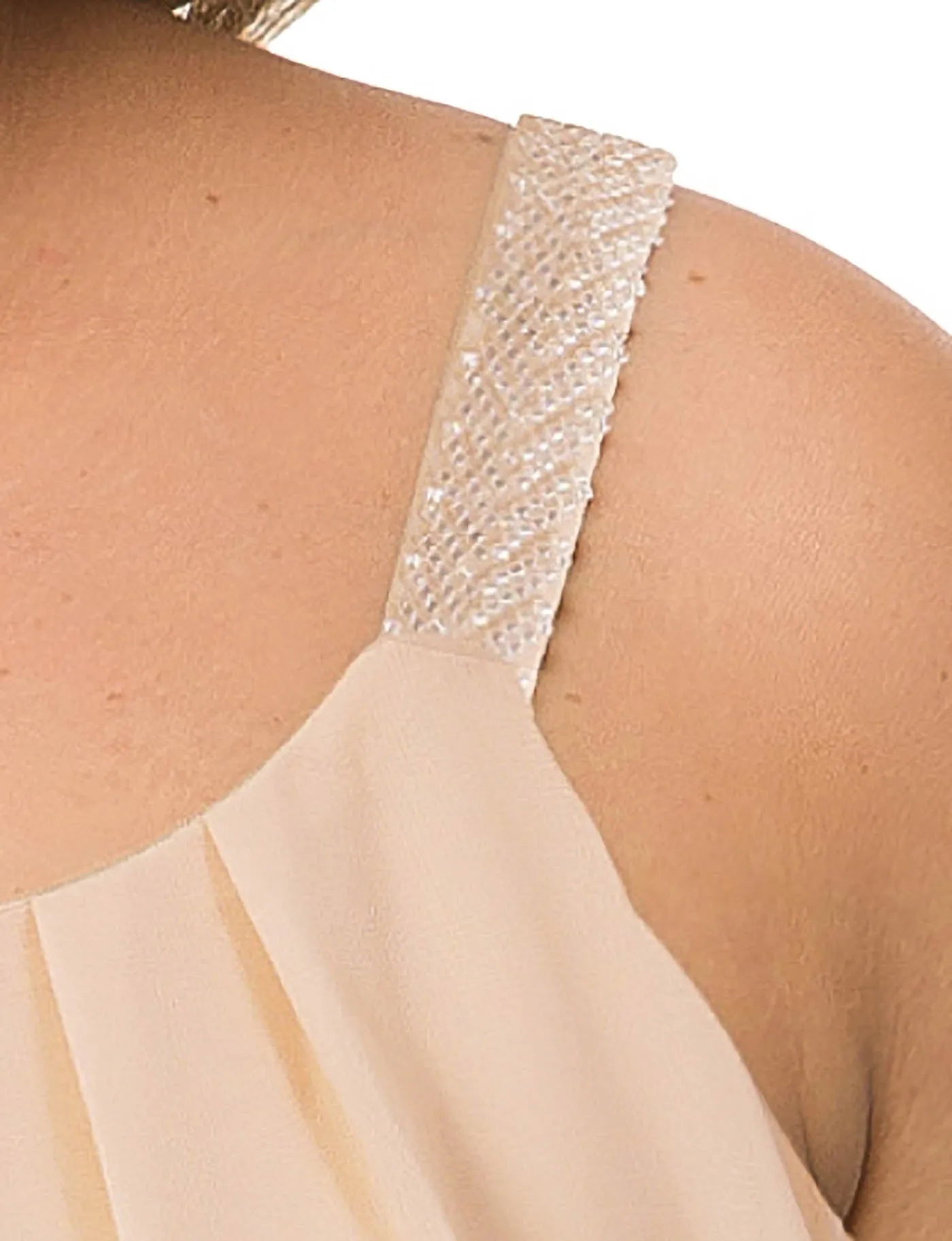 Plus Size Cami Pleated Chiffon Tank Top with Beaded Strap