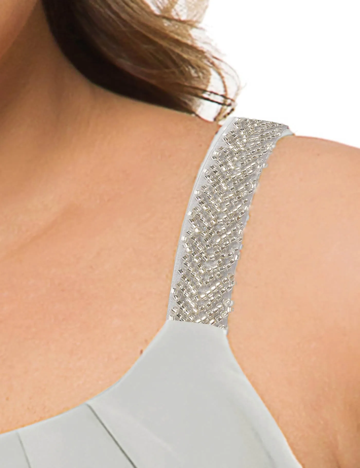Plus Size Cami Pleated Chiffon Tank Top with Beaded Strap
