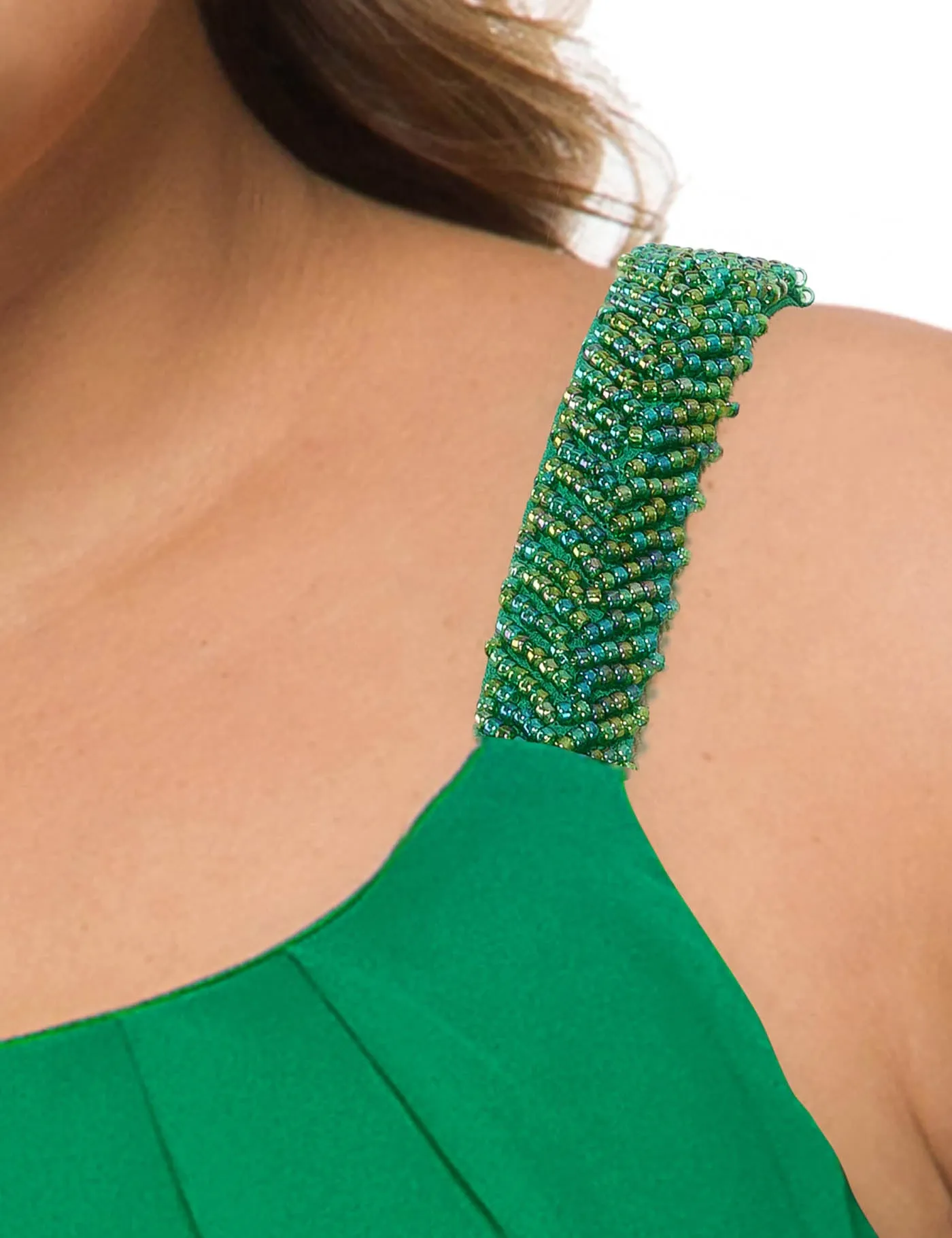 Plus Size Cami Pleated Chiffon Tank Top with Beaded Strap