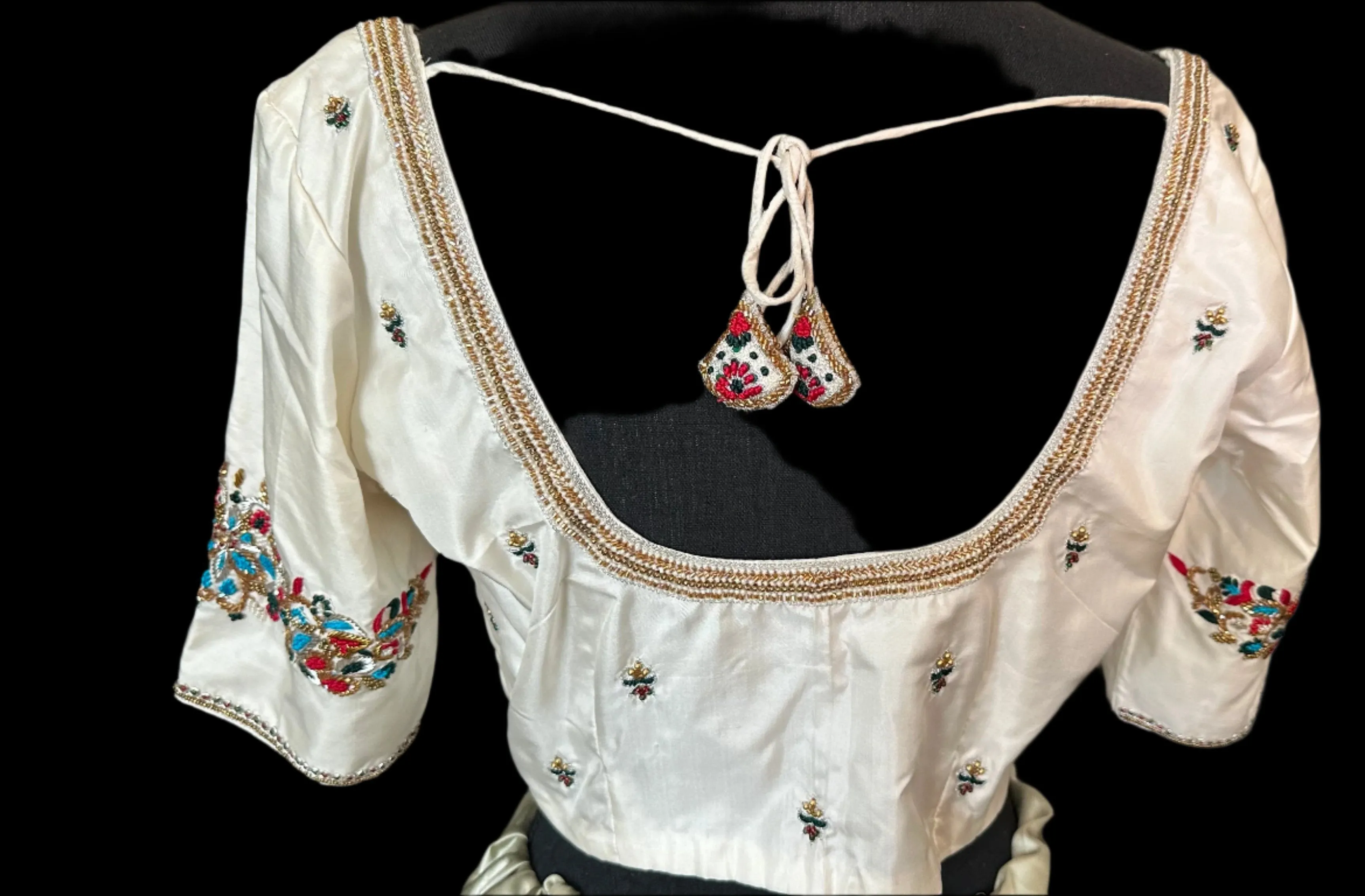 Pure  cream pure silk blouses hand embroidered prestitched