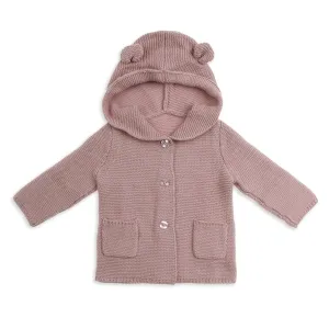 "Little Bear" Cotton Knit Cardigan Dusty Pink