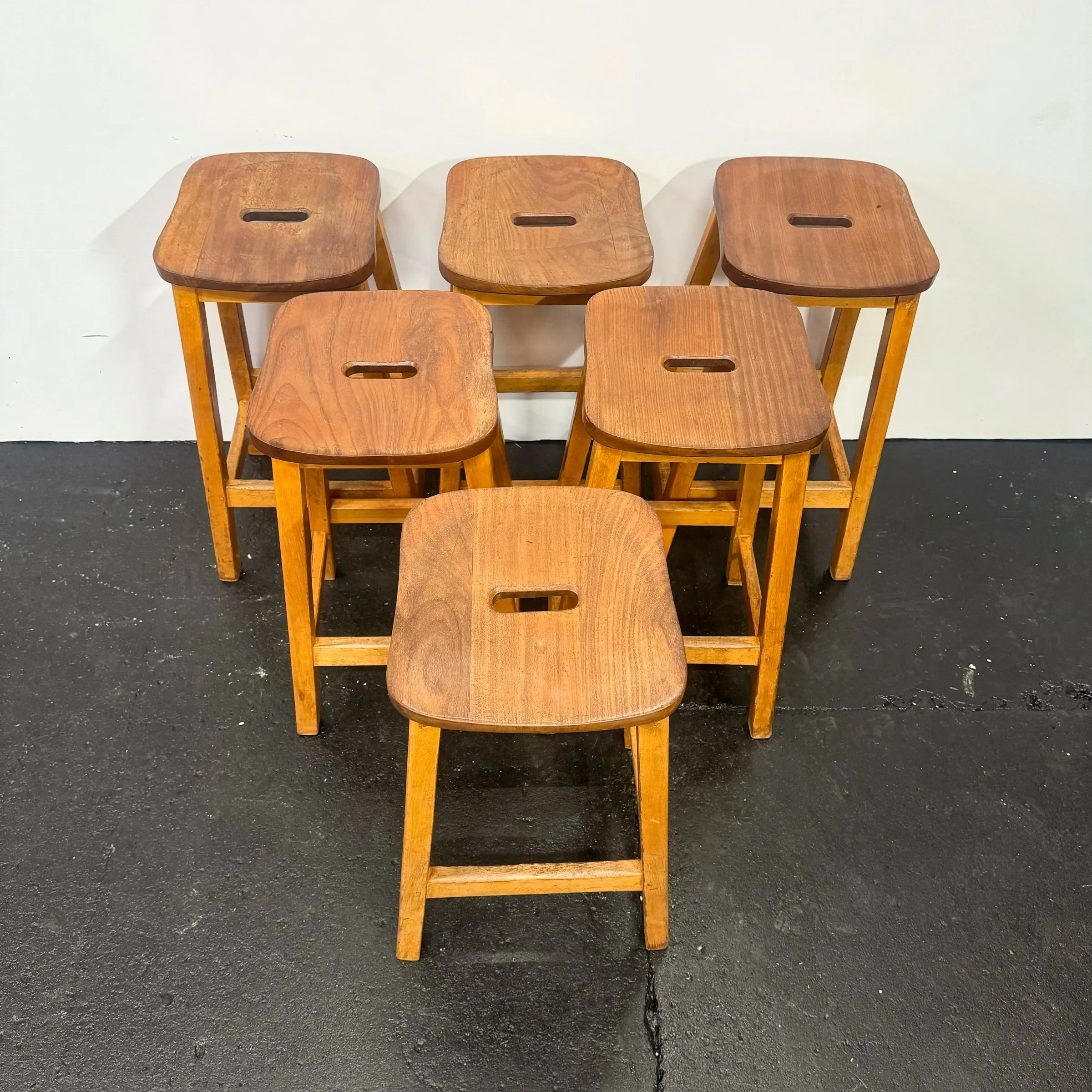 Reclaimed Teak and Beech Wood Lab Stools | 39 Available