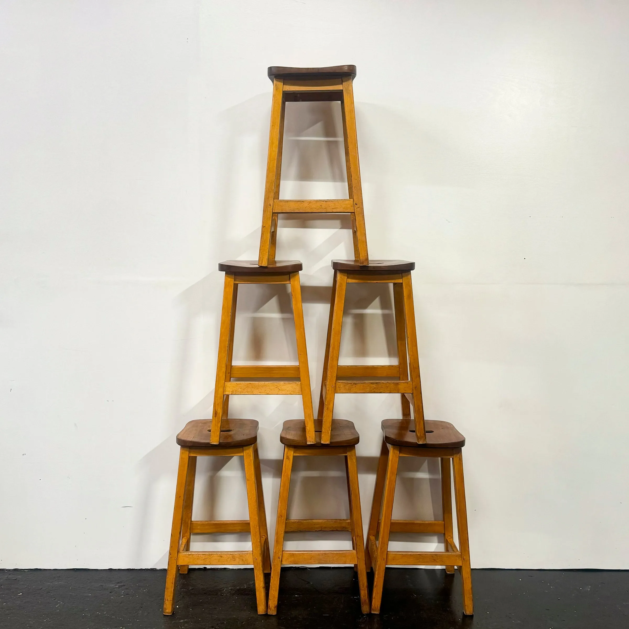 Reclaimed Teak and Beech Wood Lab Stools | 39 Available